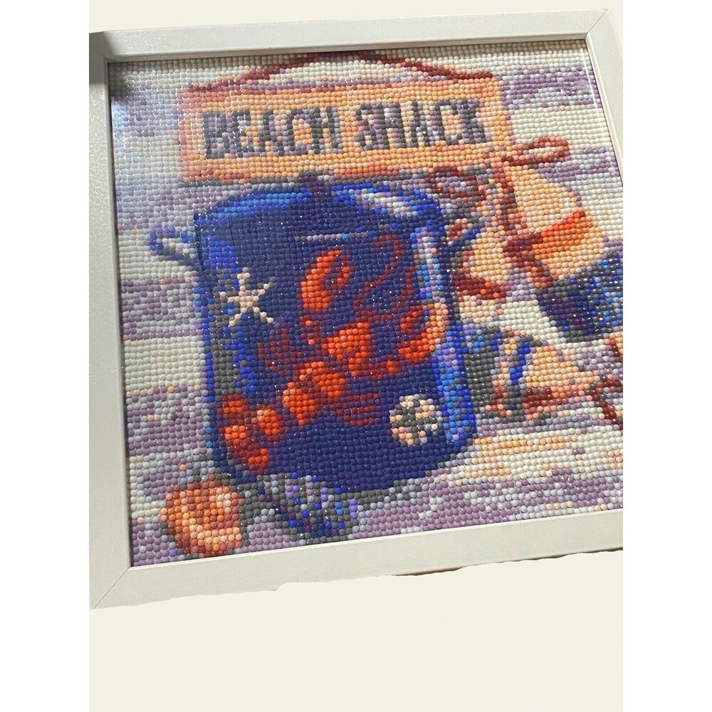 🔥🏷️Beach Shack Completed Framed Diamond Painting With Frame 10.5x10.5x2.75
